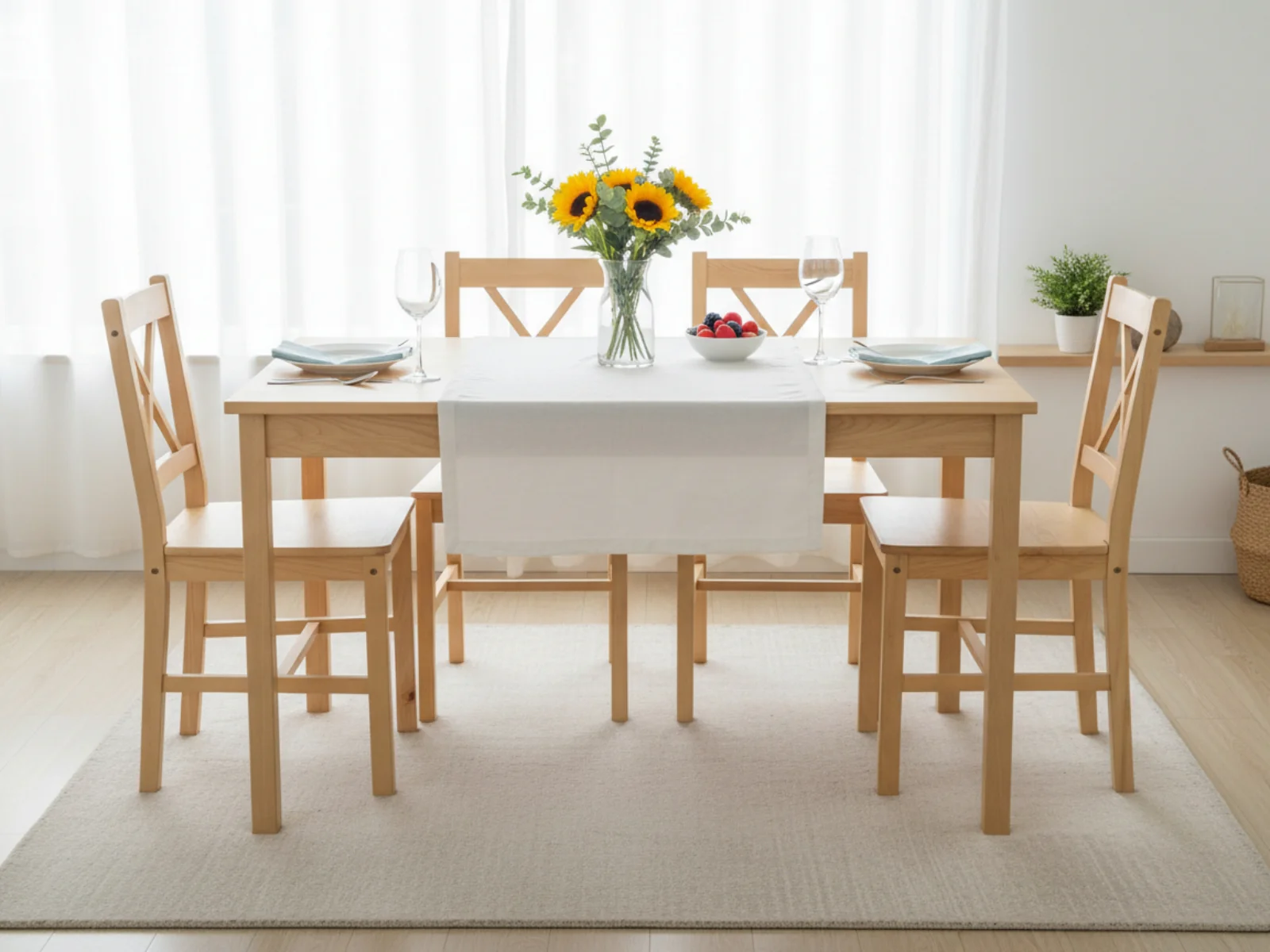 Ajax 5-Piece Dining Set - Natural Wood - Image 2