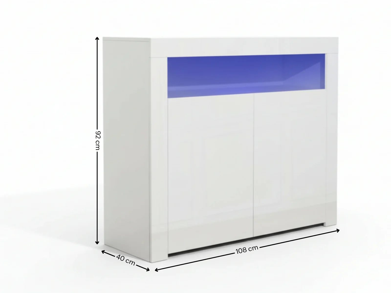 Anshos White 2-Door Buffet with LED Light - 108 cm - Image 10