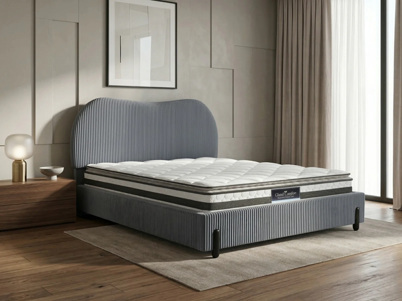 Arna Bed Frame Grey & Bon21 Mattress - Queen - Image 2