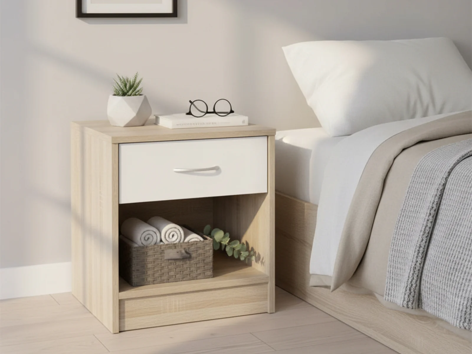 Bardalona Bedside Table - Gloss White - Image 10