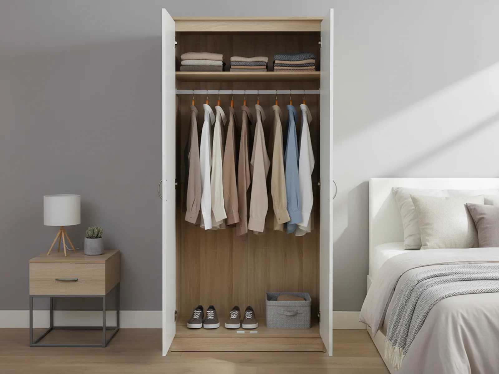 Bardalona 2-Door Wardrobe - Gloss White - Image 11