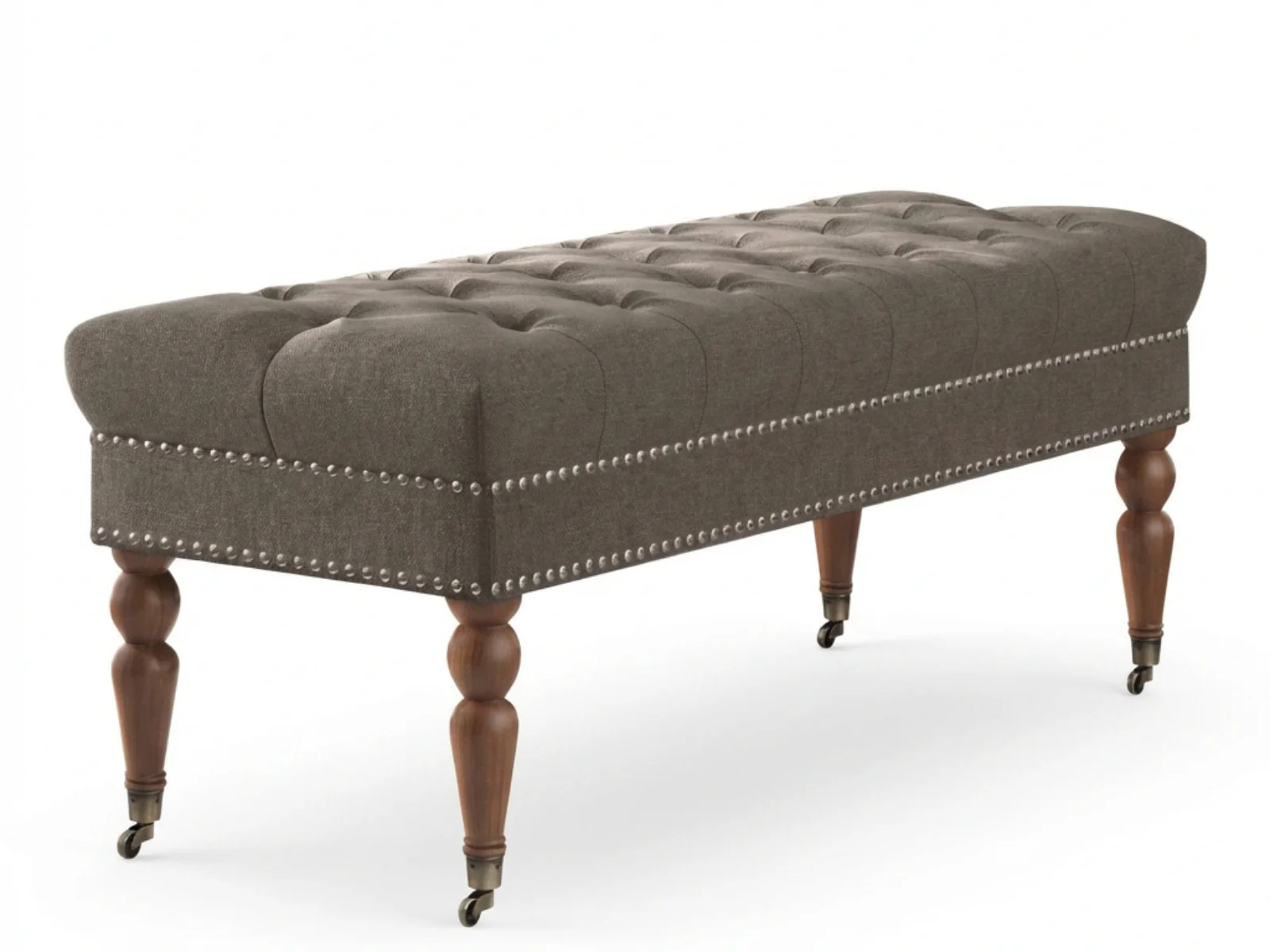 Bellay Linen Ottoman Bench - Brown - Image 5