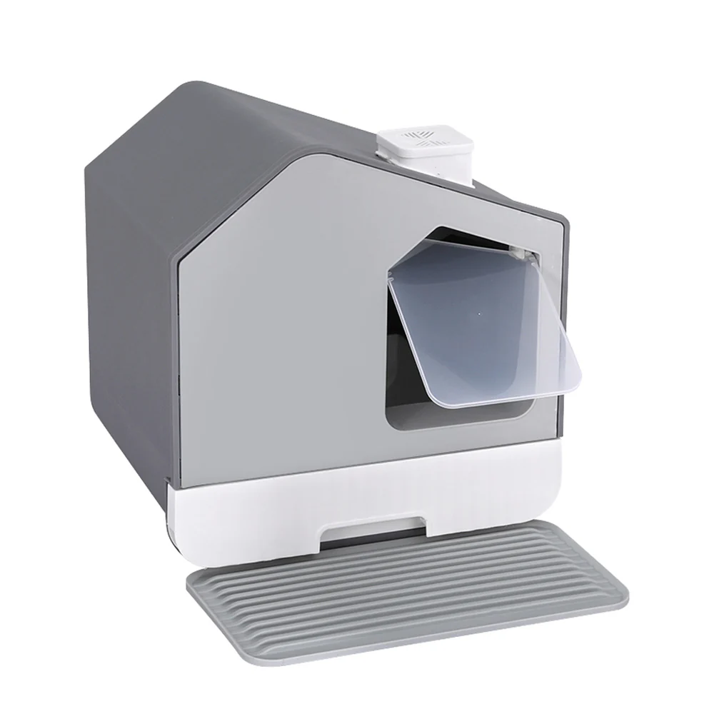 Cat Litter Box Large Tray Kitty Toilet Enclosed Cat Litter Box Hooded Scoop Mat