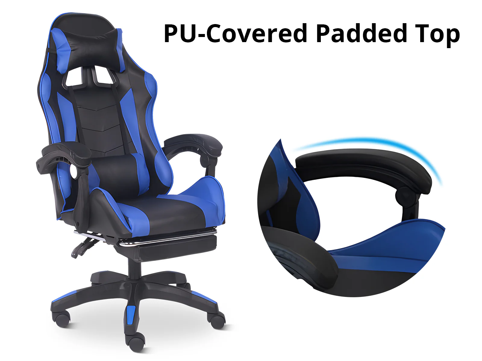 Chano Deluxe Gaming Chair - Blue - Image 8