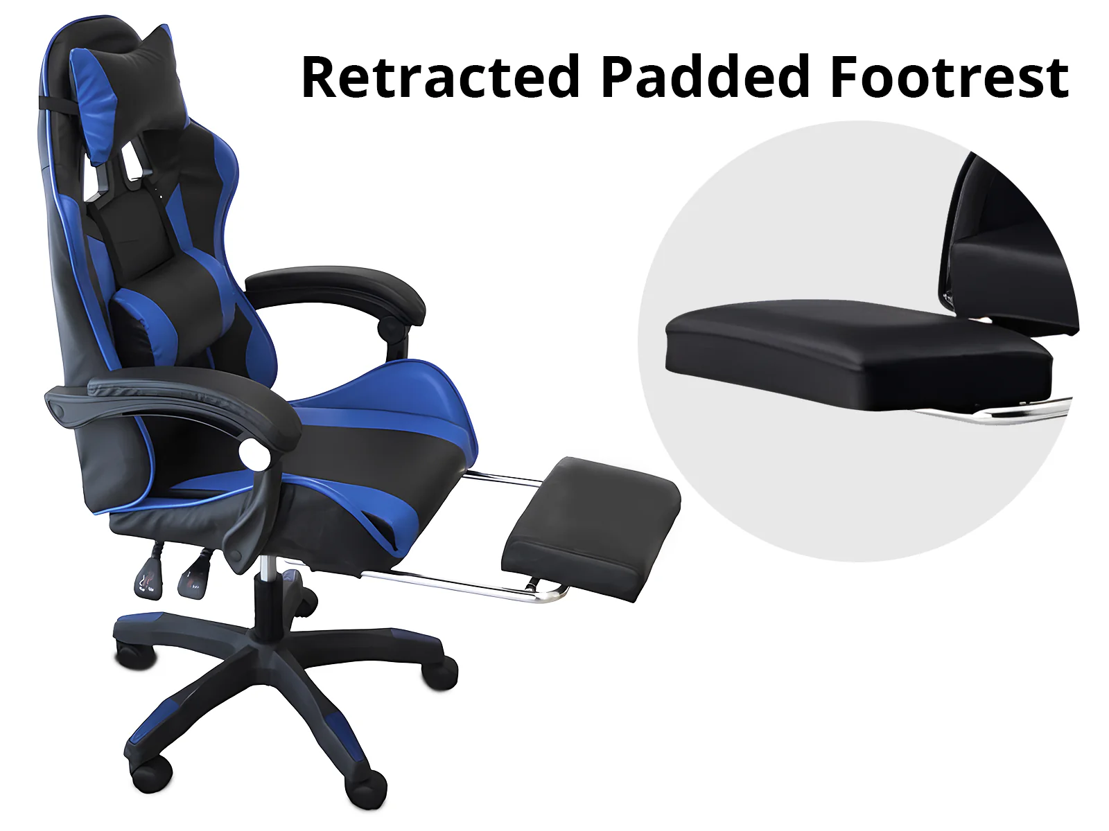 Chano Deluxe Gaming Chair - Blue - Image 9