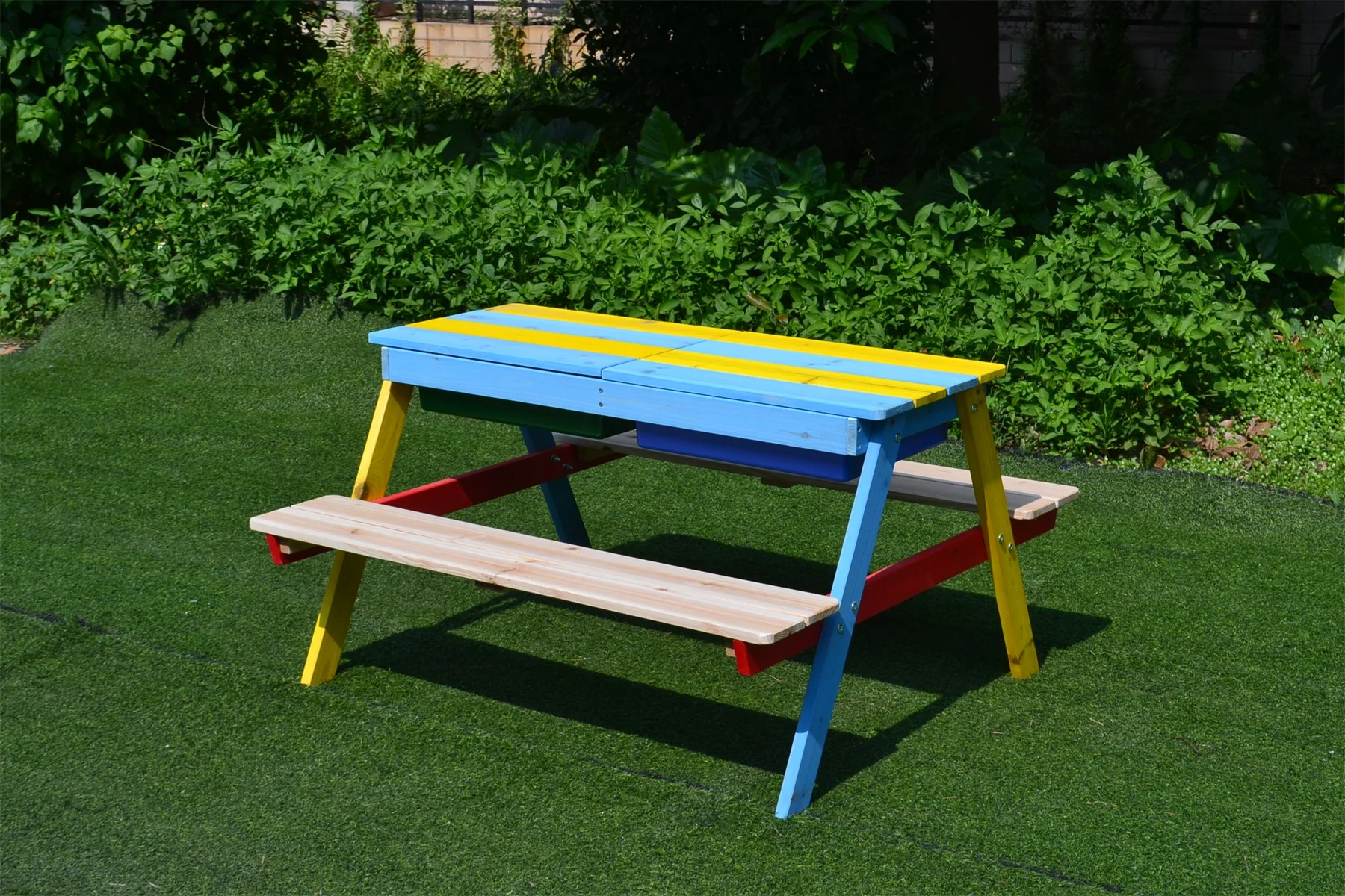 Children's Wooden Sandpit Bench With Basin - Image 8
