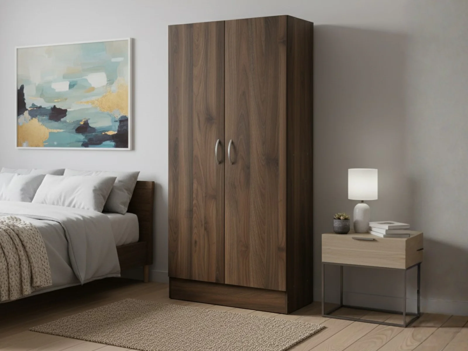 Clevedon 2-Door Shoe Storage Cabinet - Walnut - Image 3