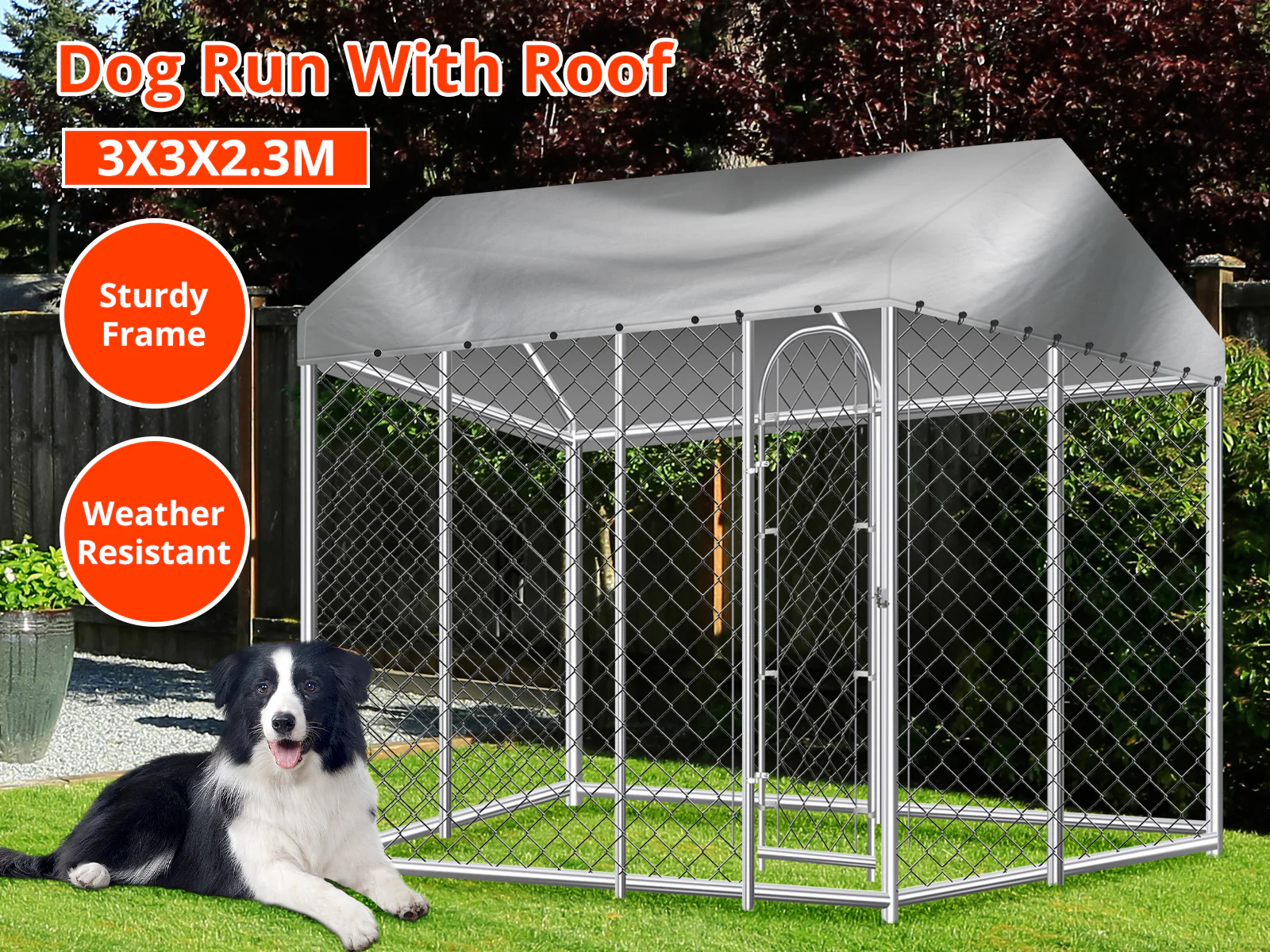 Dog Run with Roof - 3m x 3m x 2.3m - Image 2