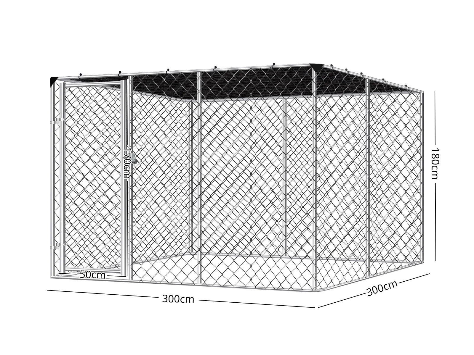 Dog Run with Shade Sail - 3m x 3m x 1.8m - Image 2