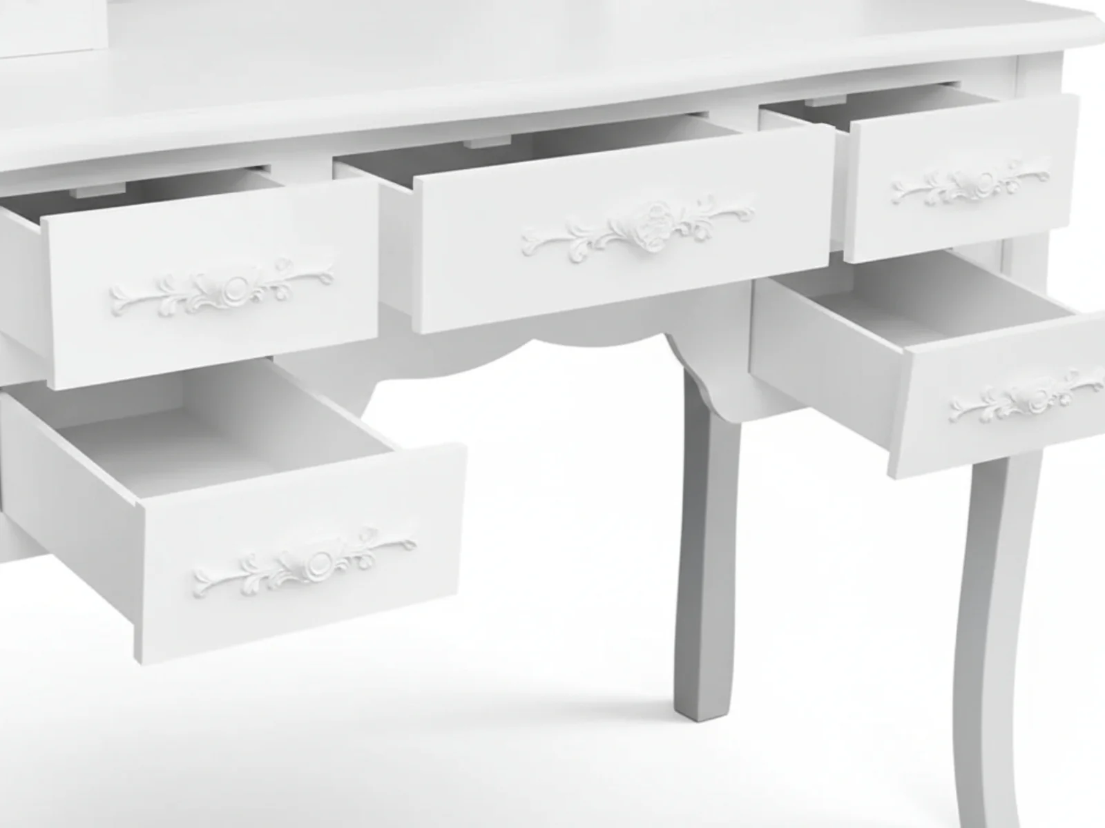 7-Drawer Dressing Table Set White - 90 cm - Image 7