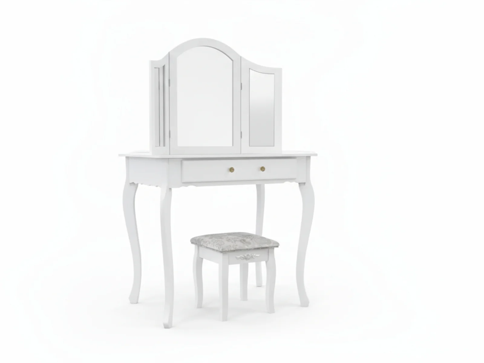 3-Mirror Dressing Table Set White - 79 cm - Image 4