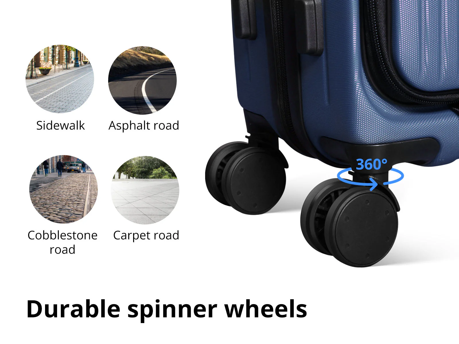 3-Piece Front Open Luggage Set – Blue - Image 5