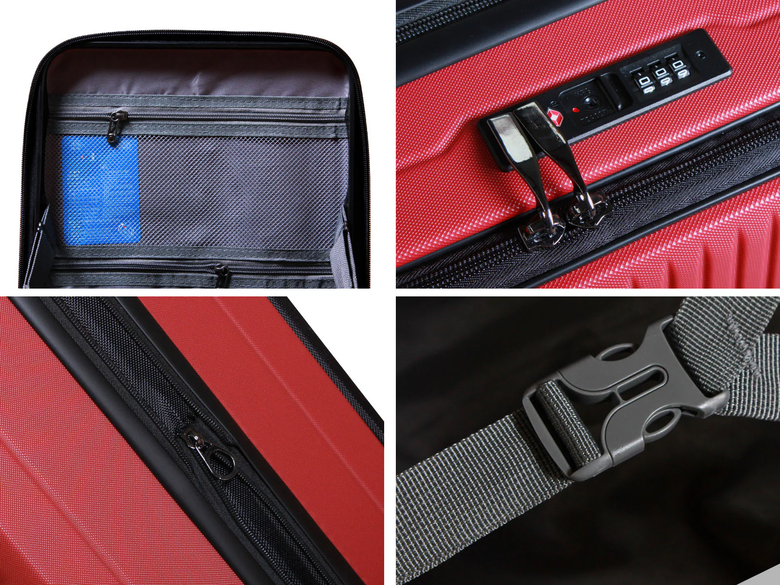 3-Piece Front Open Luggage Set – Wine Red - Image 9