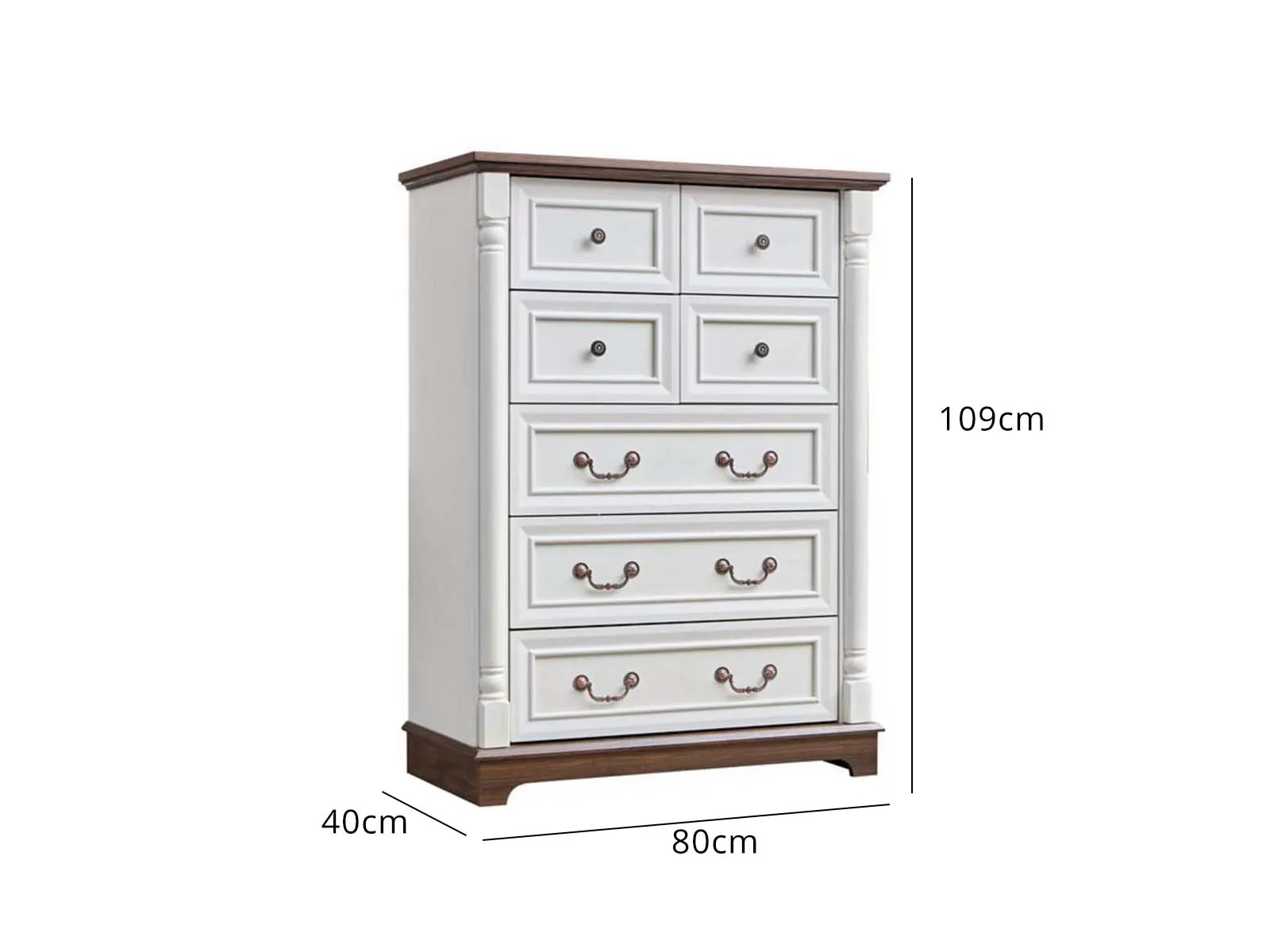 DS 7-Drawer Chest - Antique White & Rustic Brown - Image 8