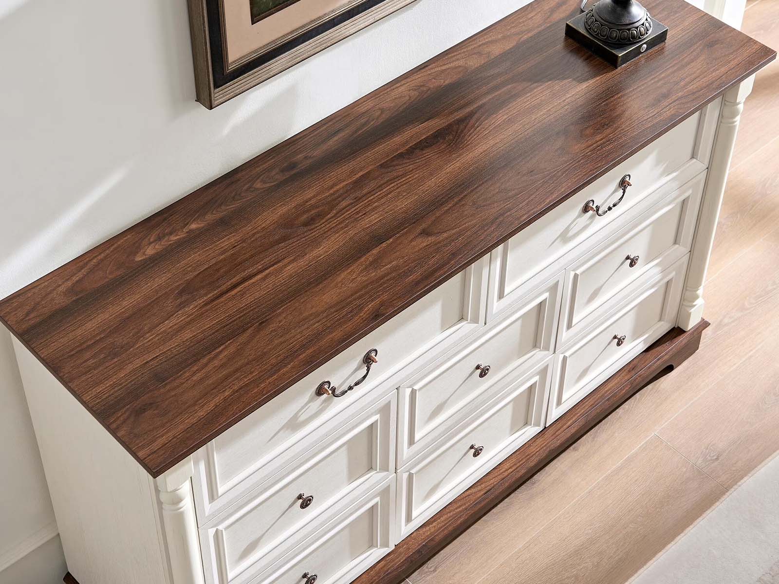 DS 8-Drawer Chest - Antique White & Rustic Brown - Image 5