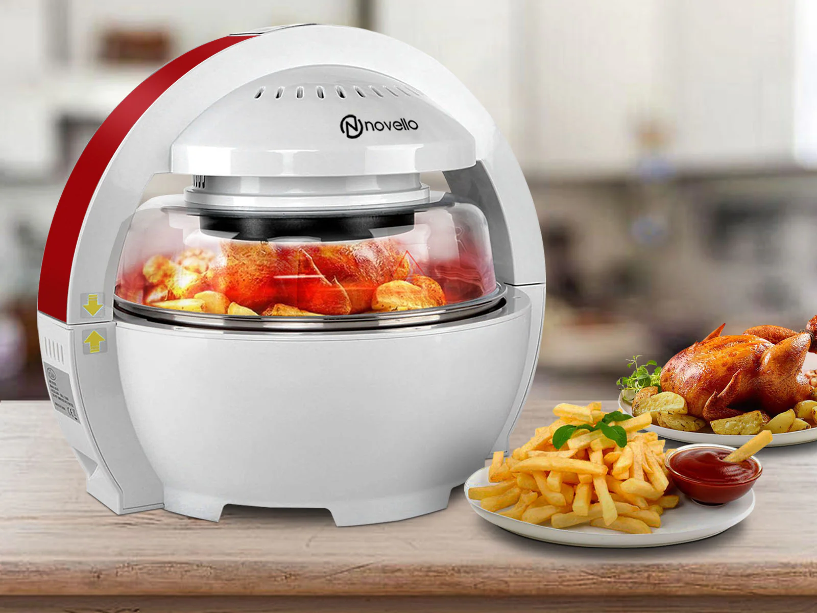 Novello Air Fryer 13L - White & Red - Image 3