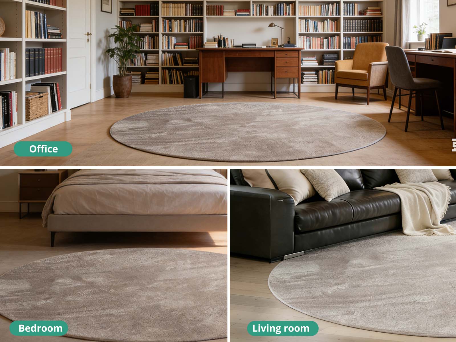 Angola Floor Rug Round 115cm - Light Brown - Image 8