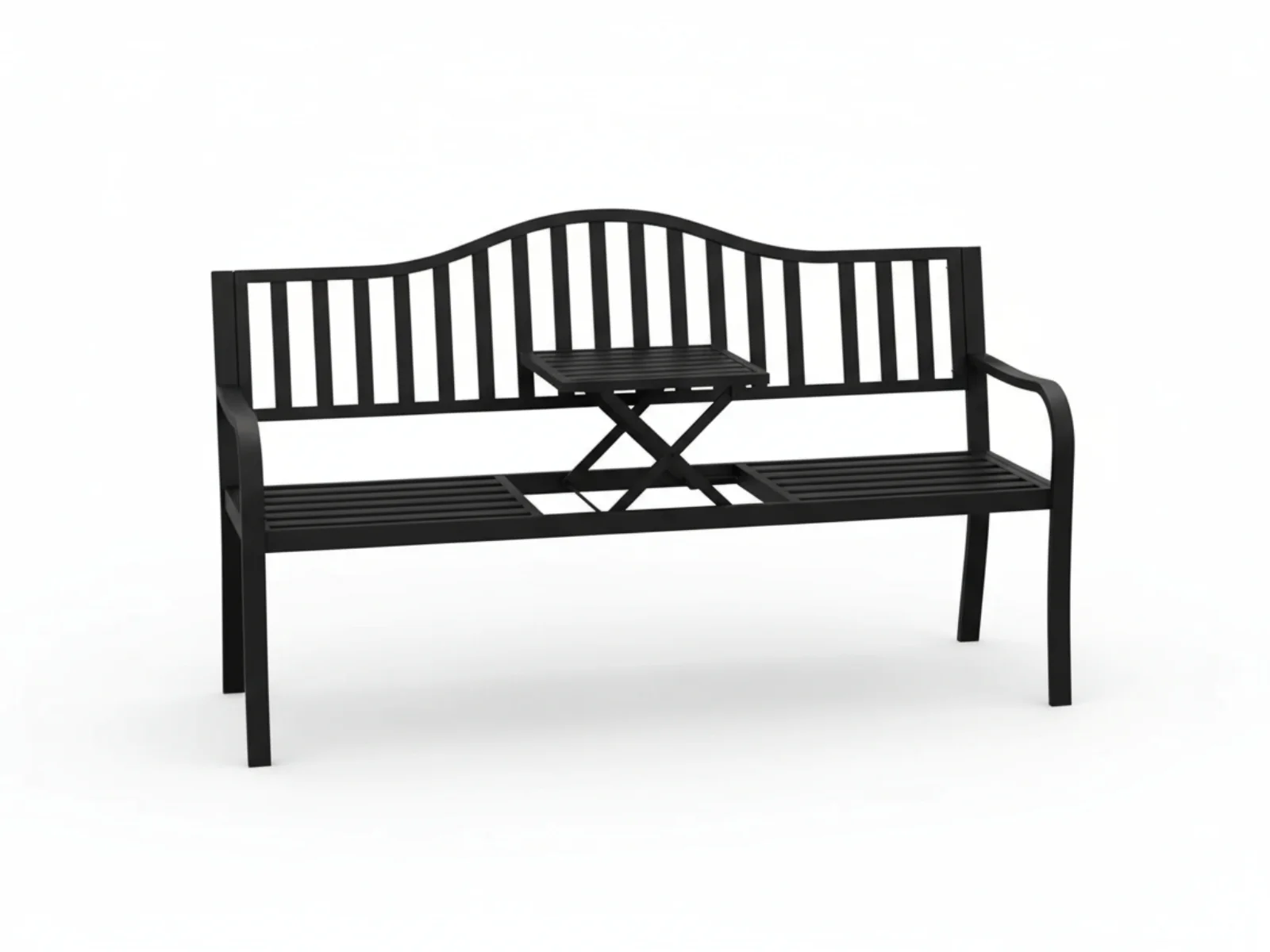 Arteferro Garden Bench with Fold Table - Black