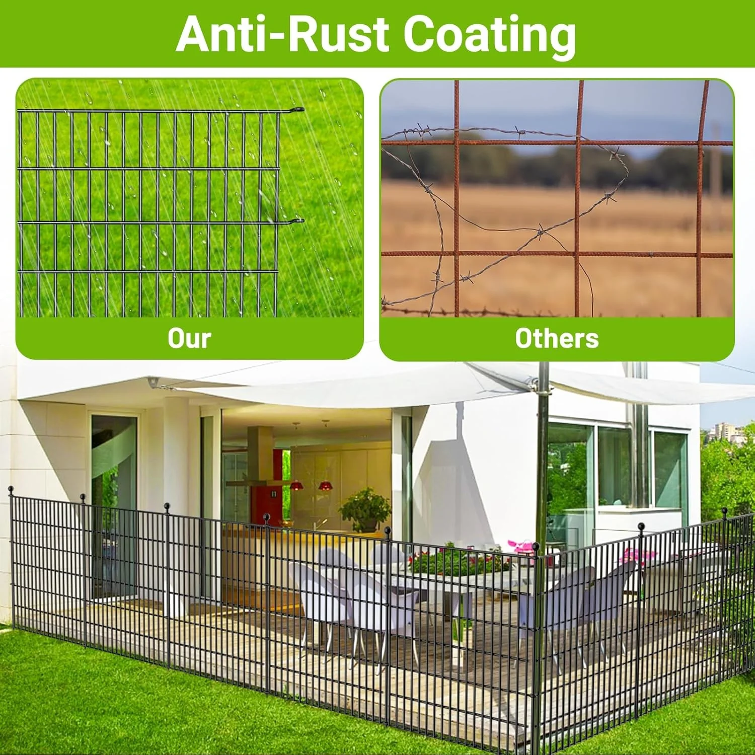 DS BS 10 Pack Metal Garden Barrier Fence Animal Fence Panels,Garden Border - Image 2