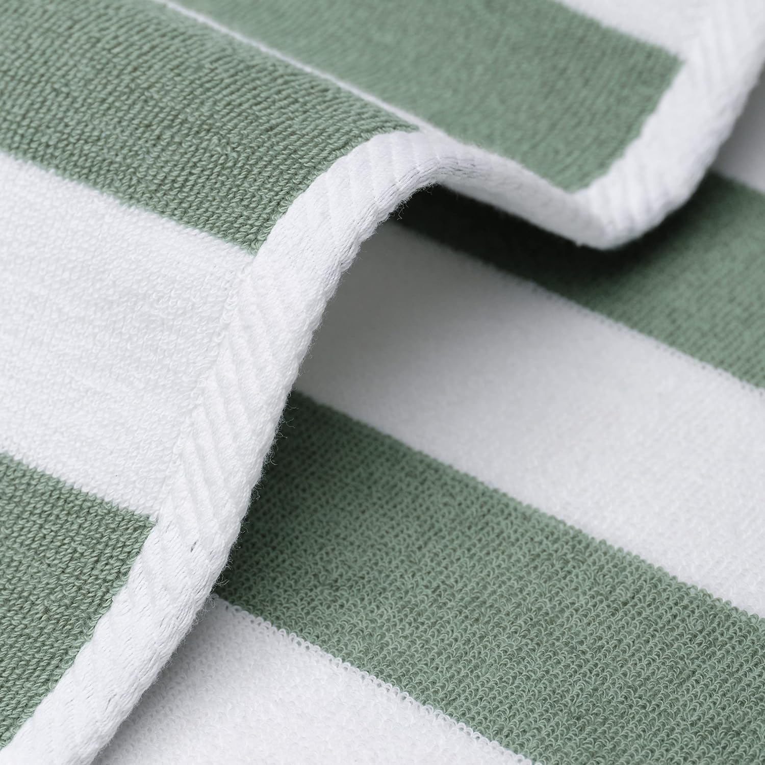 DS BS 100% Cotton Stripe Beach Towel Bath Towel - Green - Image 3