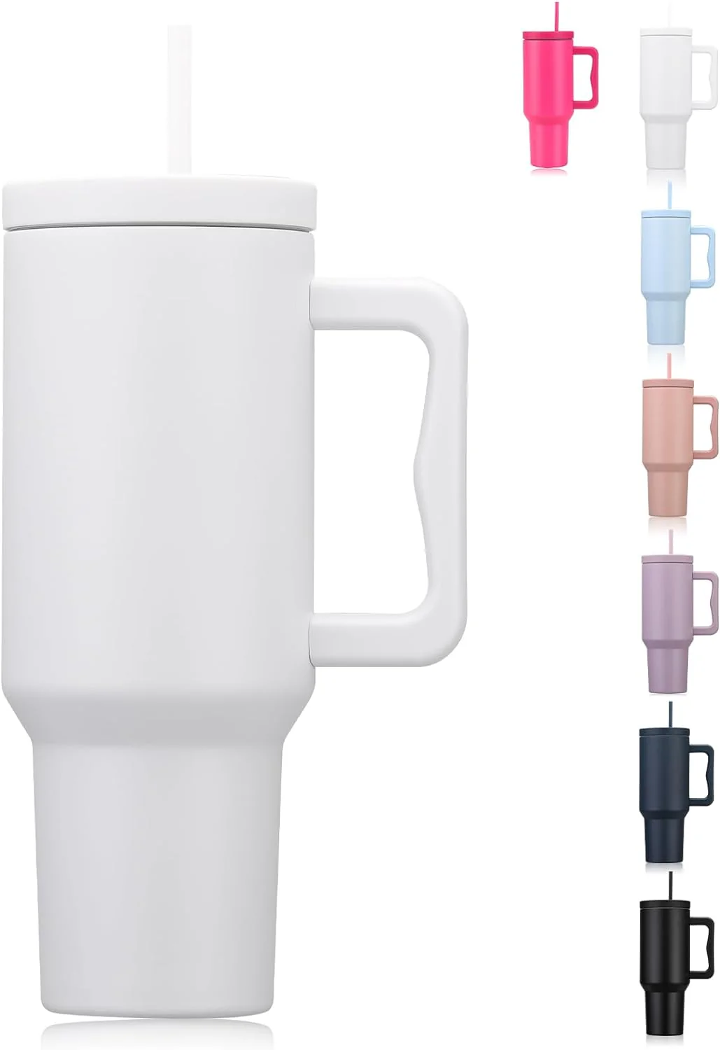 DS BS 1200ML Tumbler with Handle Fit Car Cup Holders - White
