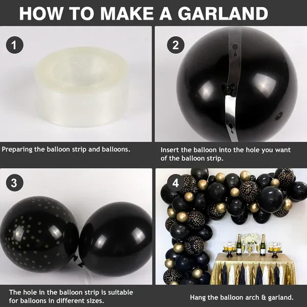 DS BS 137Pcs Balloon Garland Kit-Black and Gold - Image 3