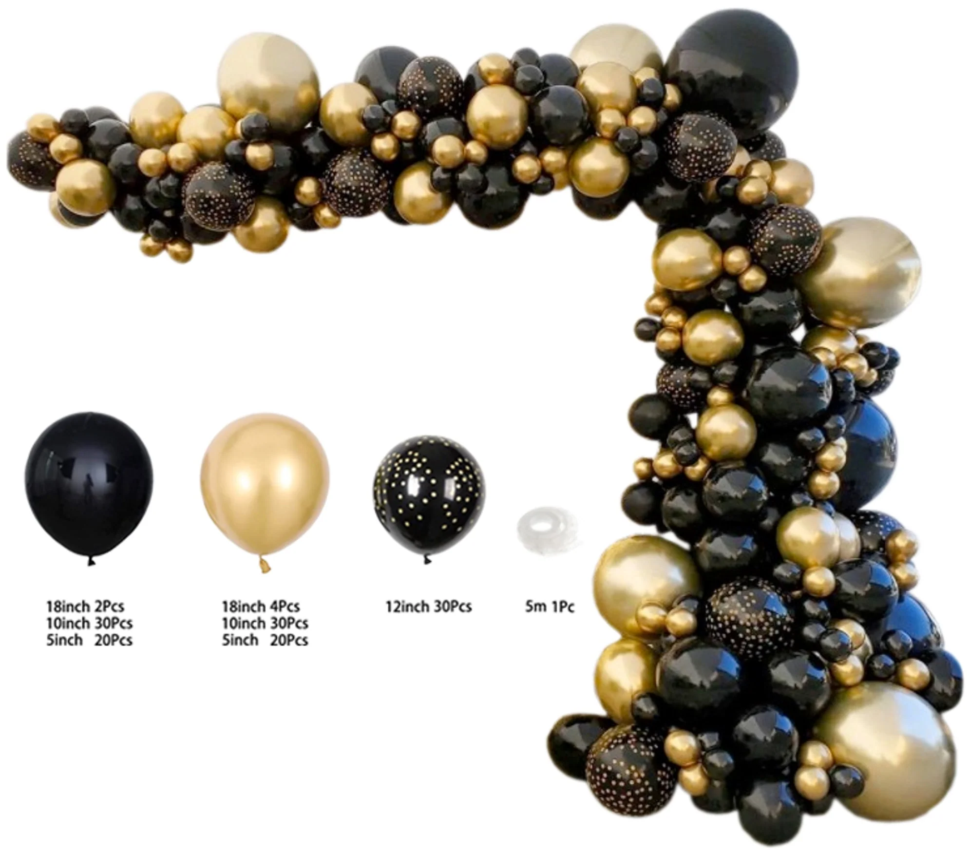 DS BS 137Pcs Balloon Garland Kit-Black and Gold - Image 7