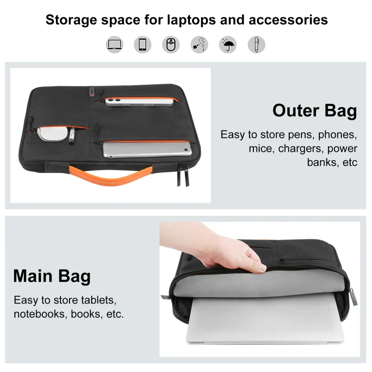 DS BS 14-Inch Laptop Sleeve Case Handbag - Black - Image 5