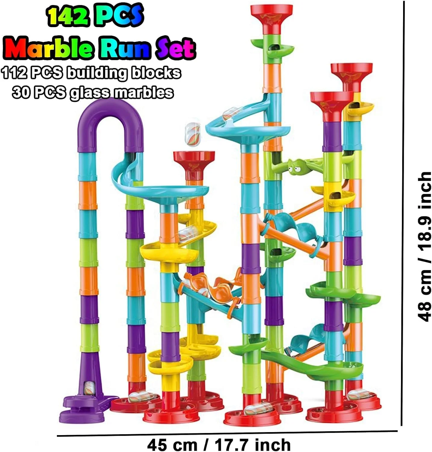 DS BS 142Pcs Piece DIY Marble Run Race Set - Image 4