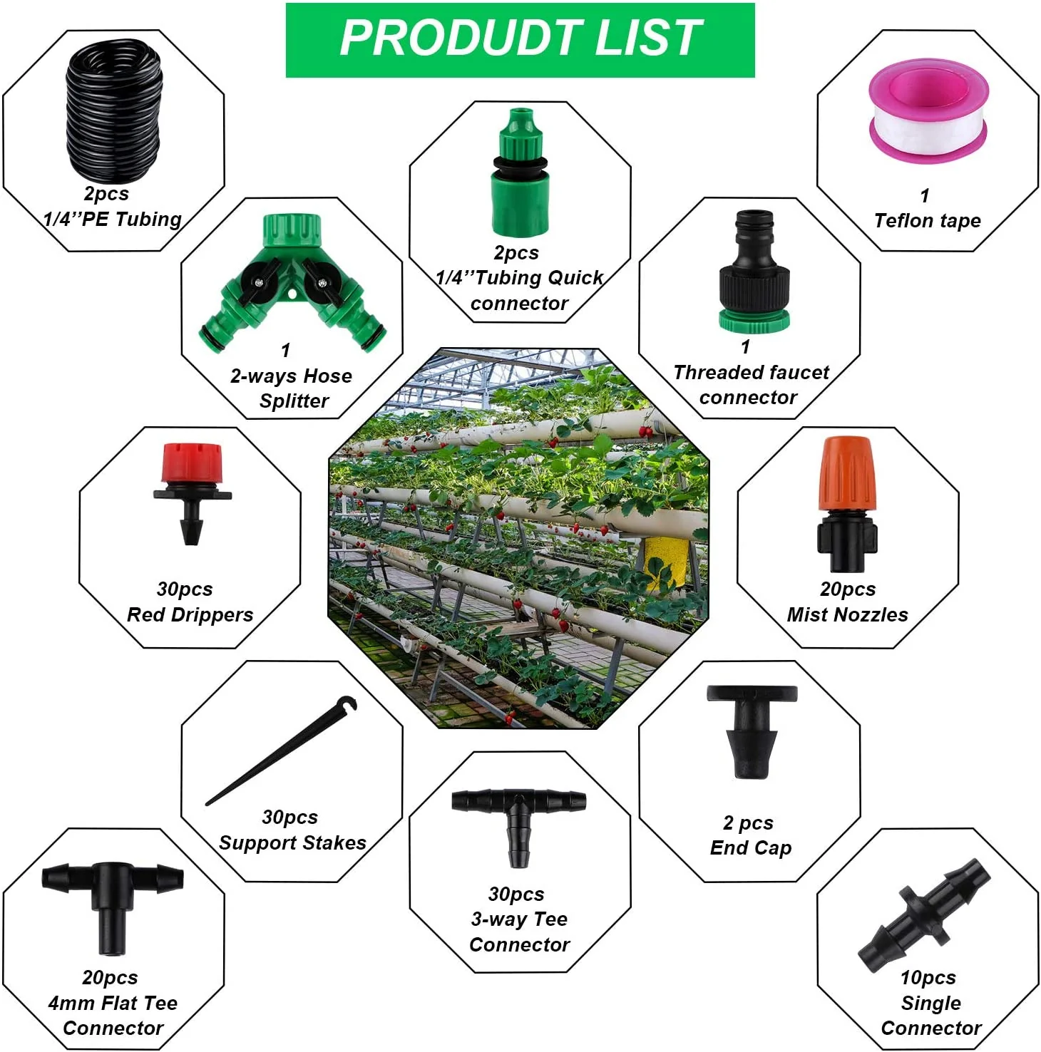 DS BS 148Pcs Watering Drip Irrigation Hose Kit System - Image 8