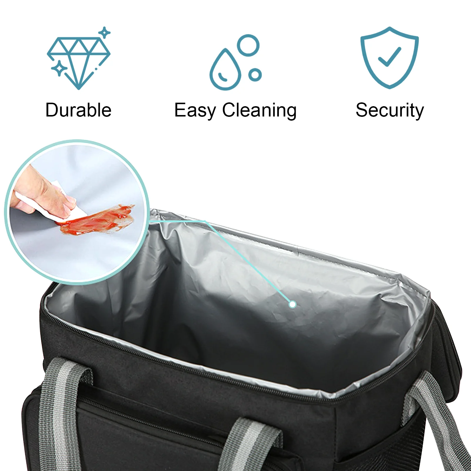 DS BS 14L Large Capacity Insulated Cooler Leakproof Tote Bag-Black - Image 4