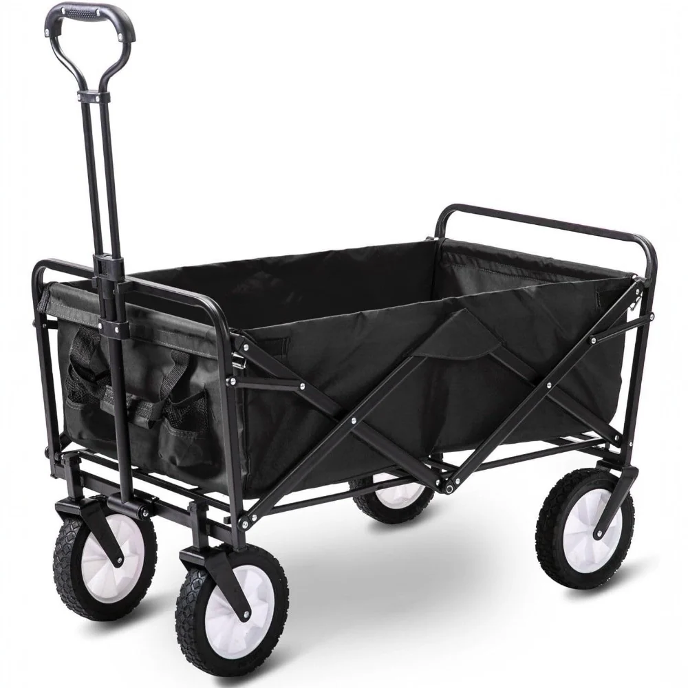 DS BS 150L Folding Outdoor Utility Wagon Heavy Duty Camping Cart - Black - Image 5