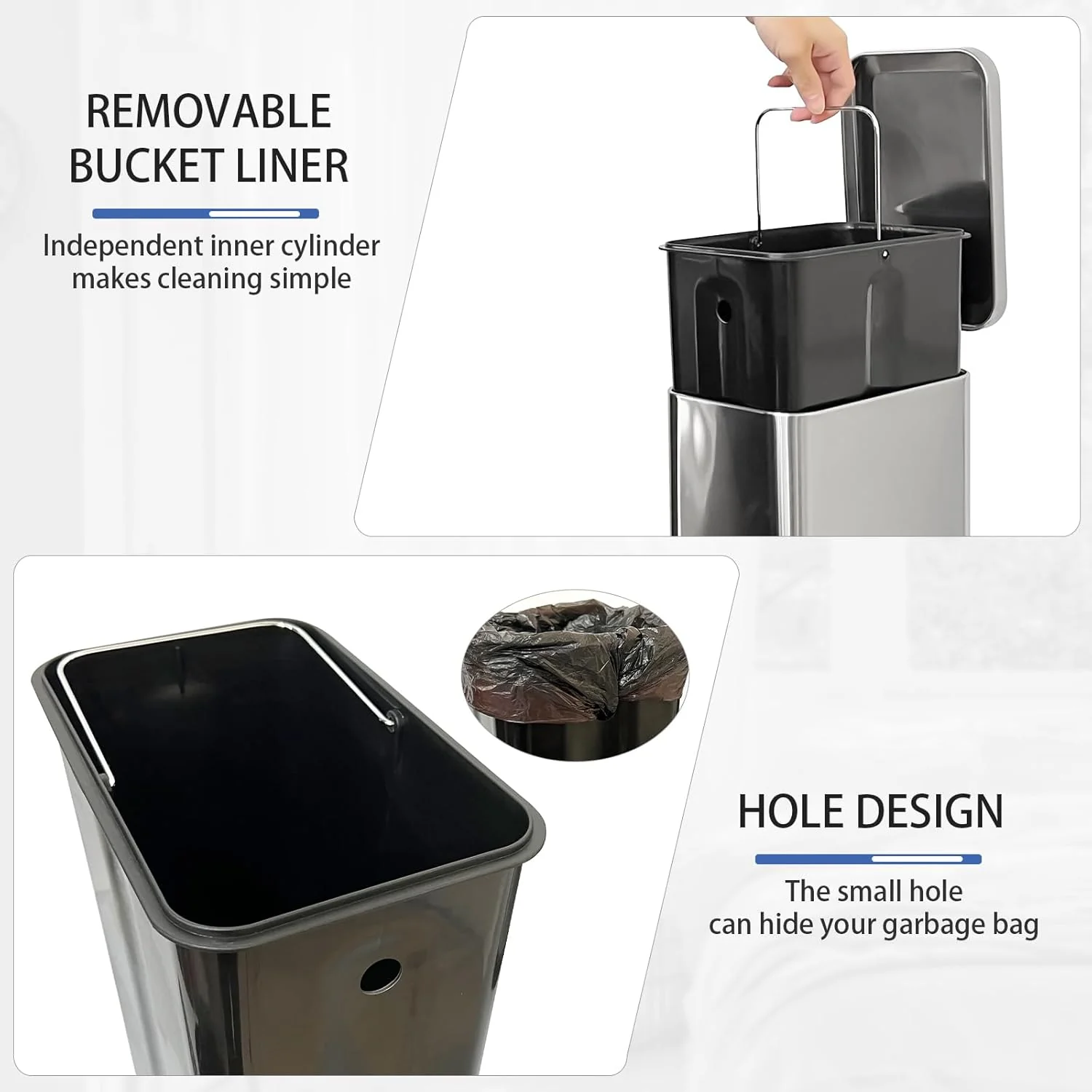 DS BS 15L Slim Kitchen Trash Can - Image 4