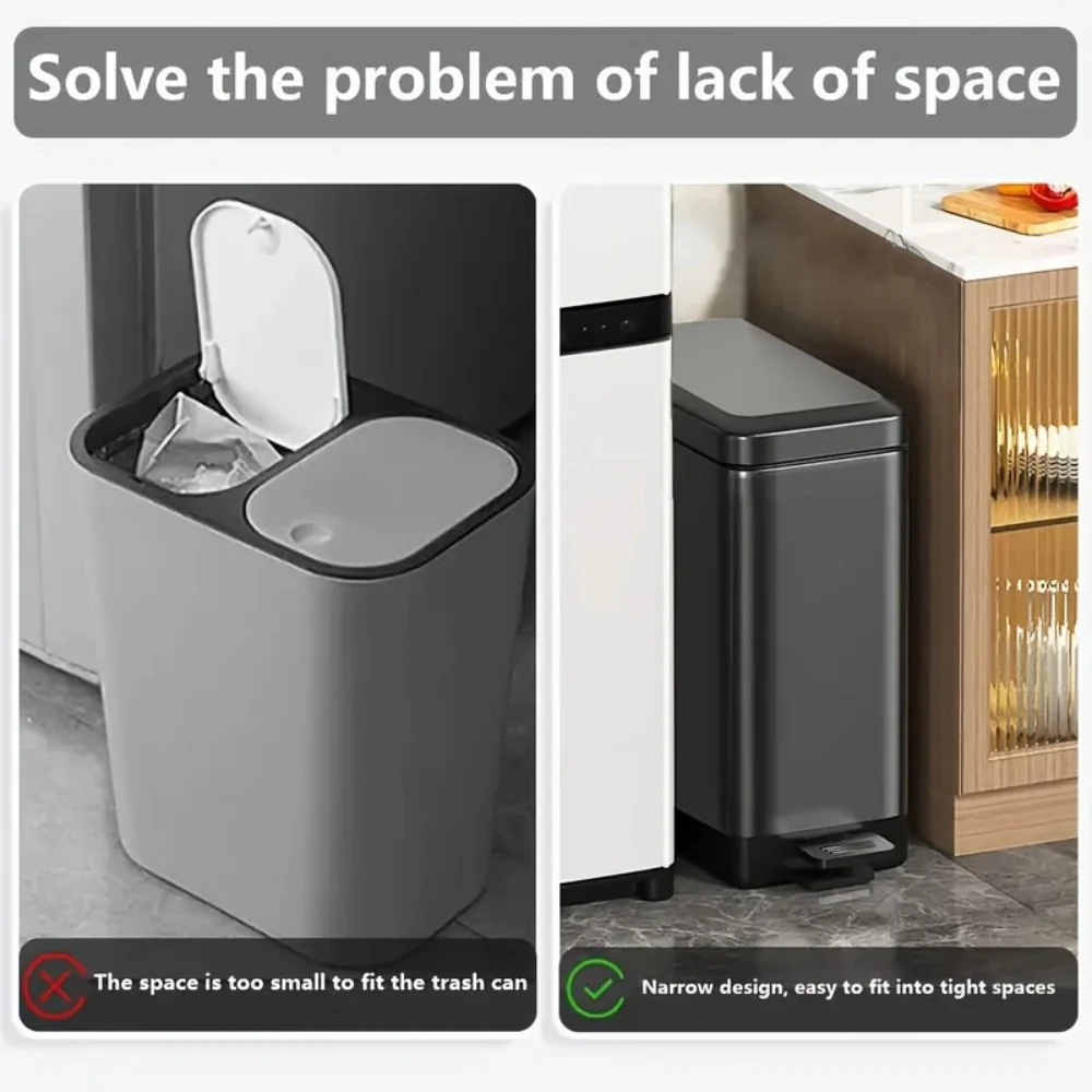 DS BS 15L Slim Kitchen Trash Can -Black - Image 6