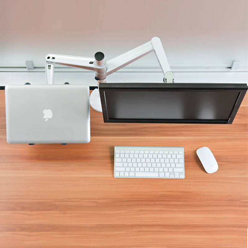 DS BS 2-in-1 Adjustable Dual Arm Desk Mounts Stand Holder Monitor and Laptop - Image 3