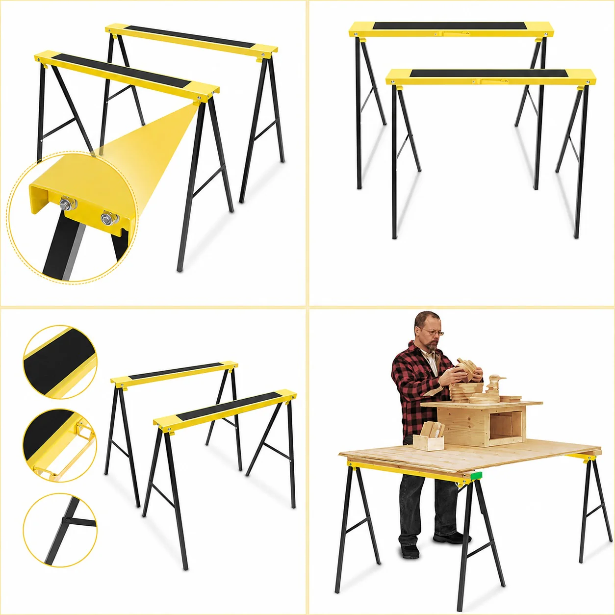 DS BS 2-Piece Sawhorse Support Frame | Yellow & Black - Image 7
