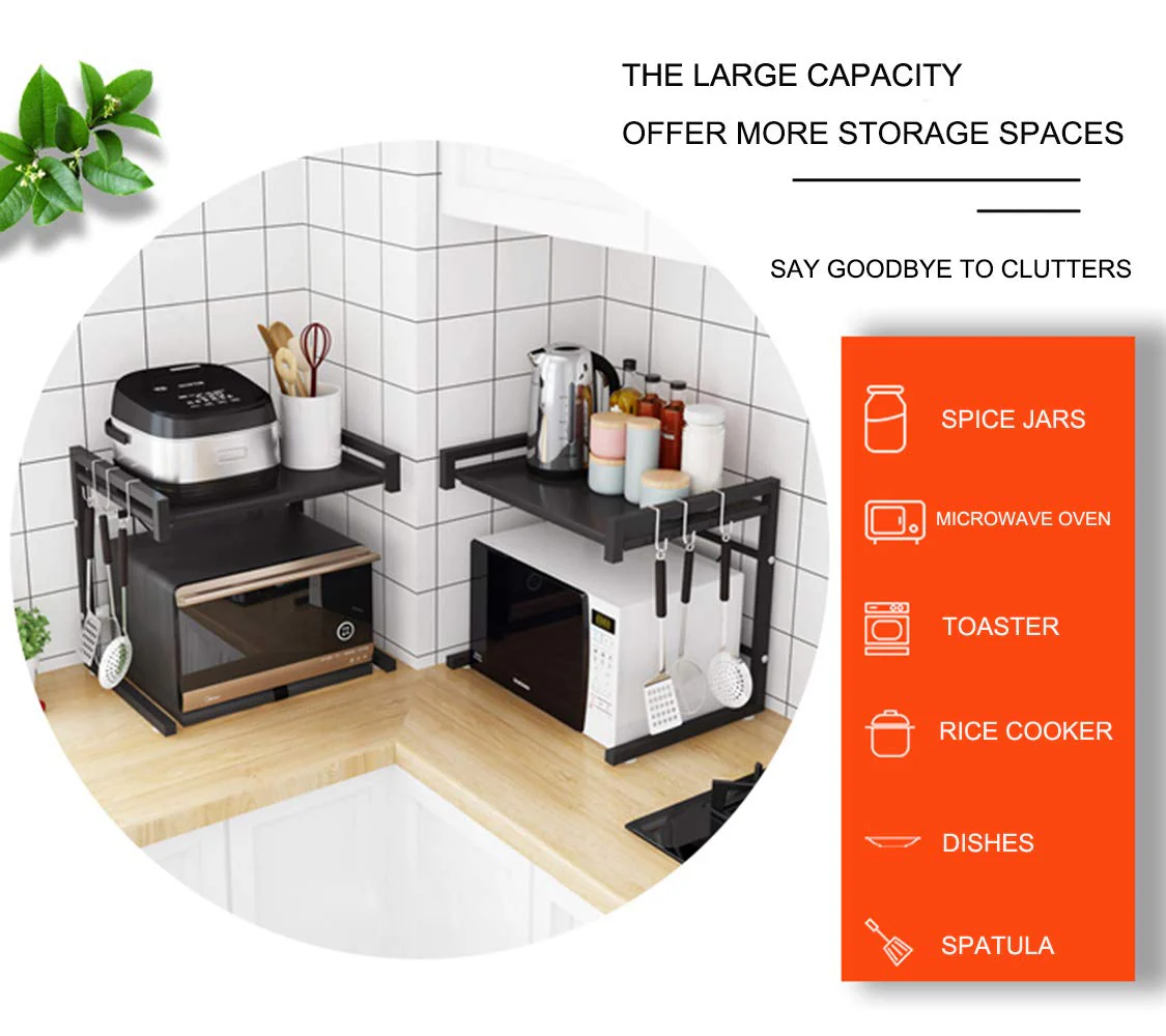 DS BS 2-Tier Expandable Kitchen Microwave Oven Rack - Image 4