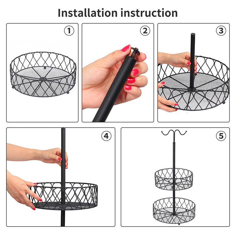 DS BS 2-Tier Fruit Basket Bowl with Banana Hanger - Image 4