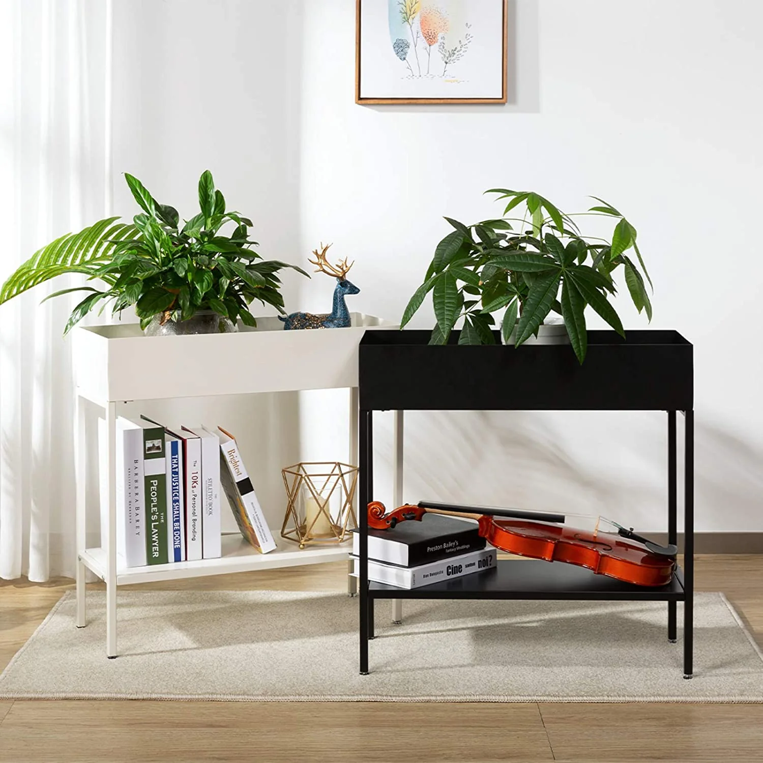 DS BS 2 Tier Metal Plant Stand Displaying Shelf-Black - Image 2