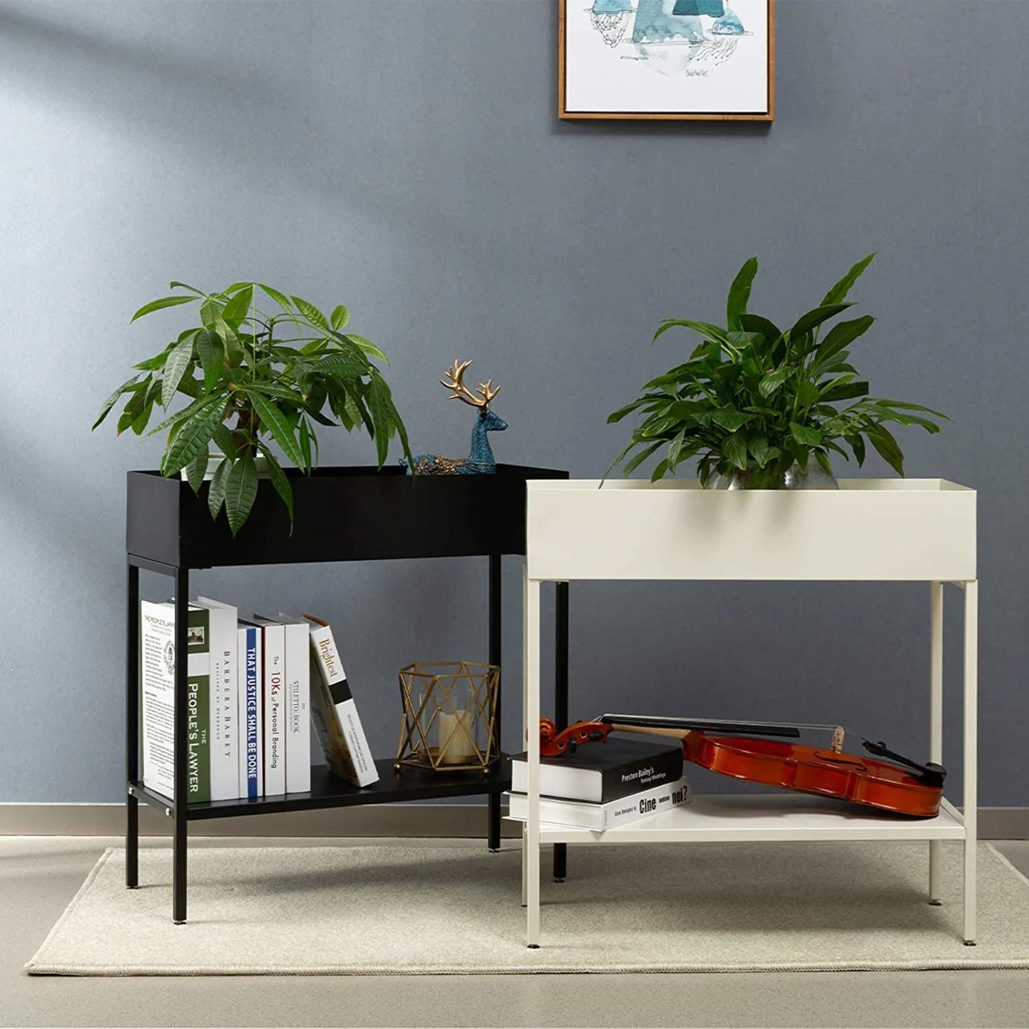 DS BS 2 Tier Metal Plant Stand Displaying Shelf-Black - Image 3