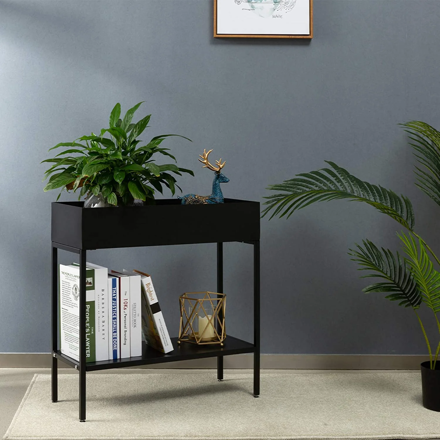 DS BS 2 Tier Metal Plant Stand Displaying Shelf-Black - Image 4