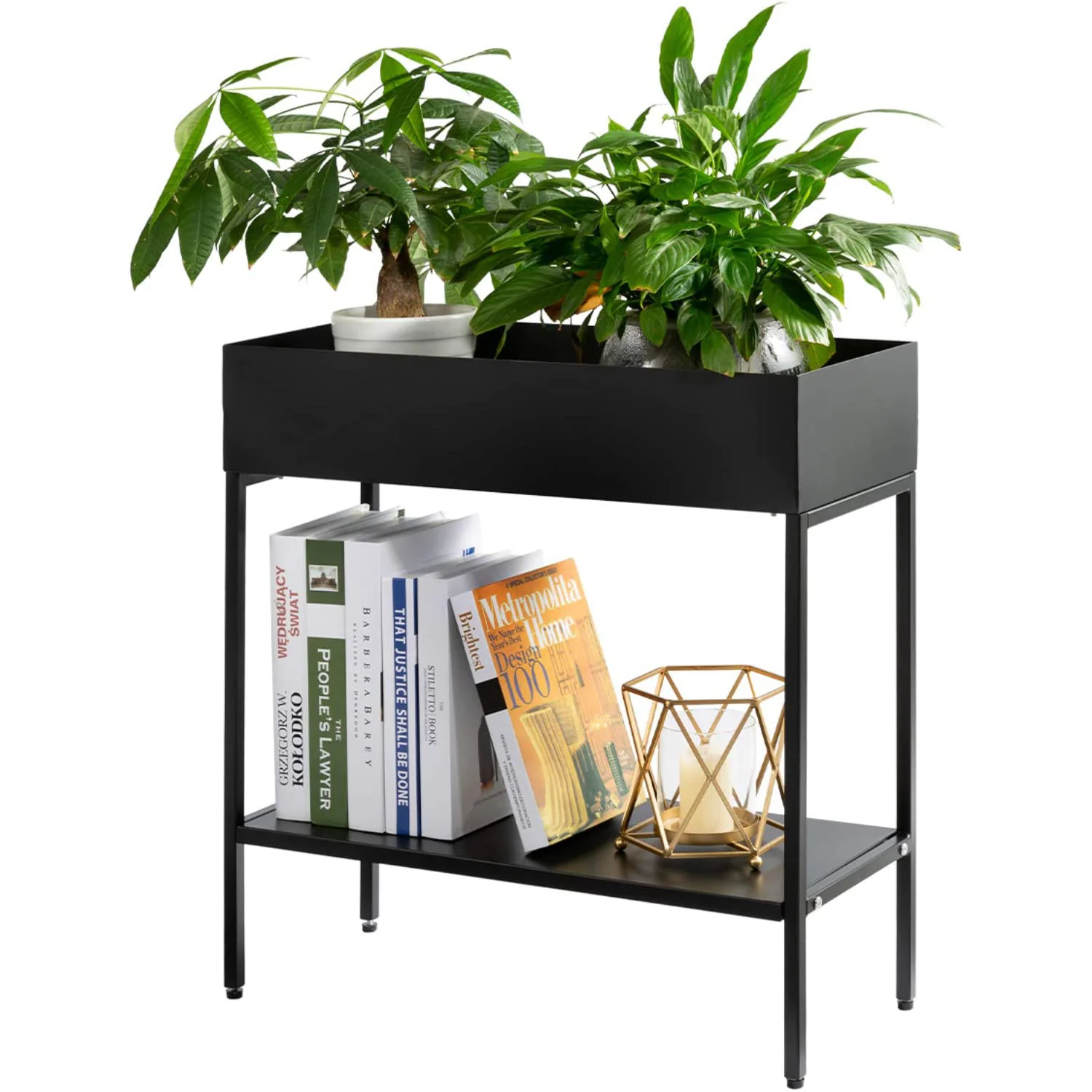 DS BS 2 Tier Metal Plant Stand Displaying Shelf-Black - Image 5