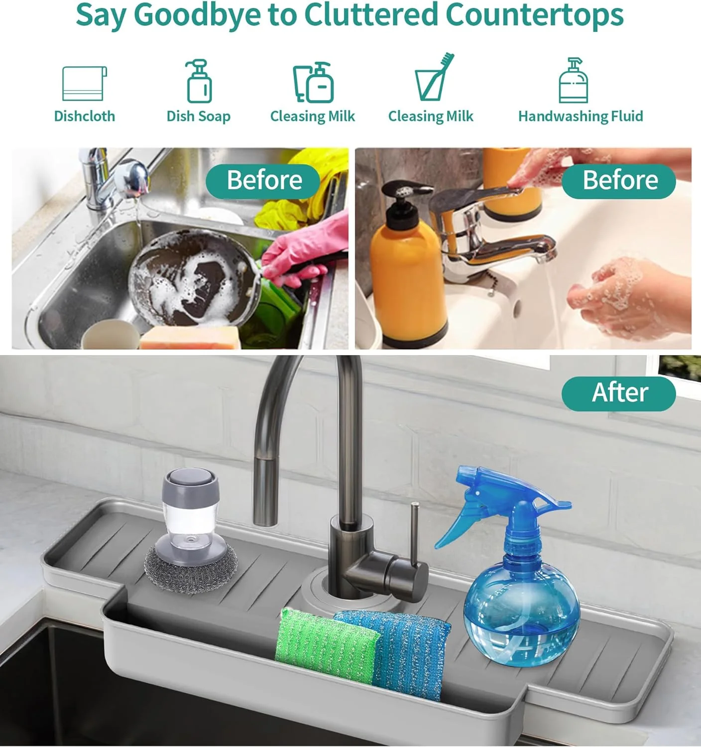 DS BS 2Pack Upgraded Silicone Faucet Splash Guard - Image 7