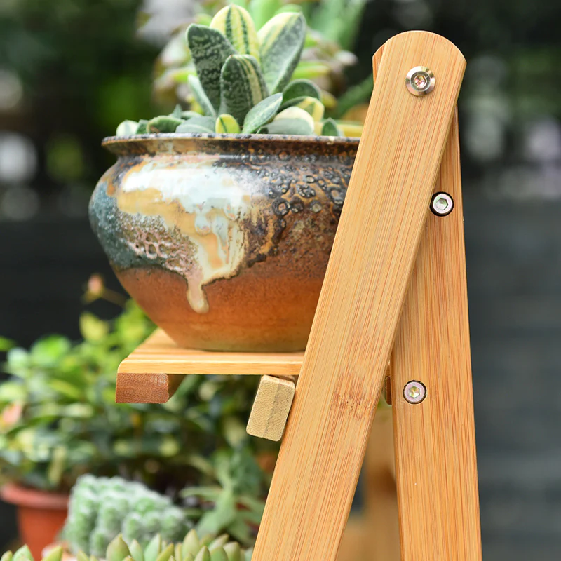 DS BS 3 Tier Foldable Bamboo Deco Plant Rack - Image 9