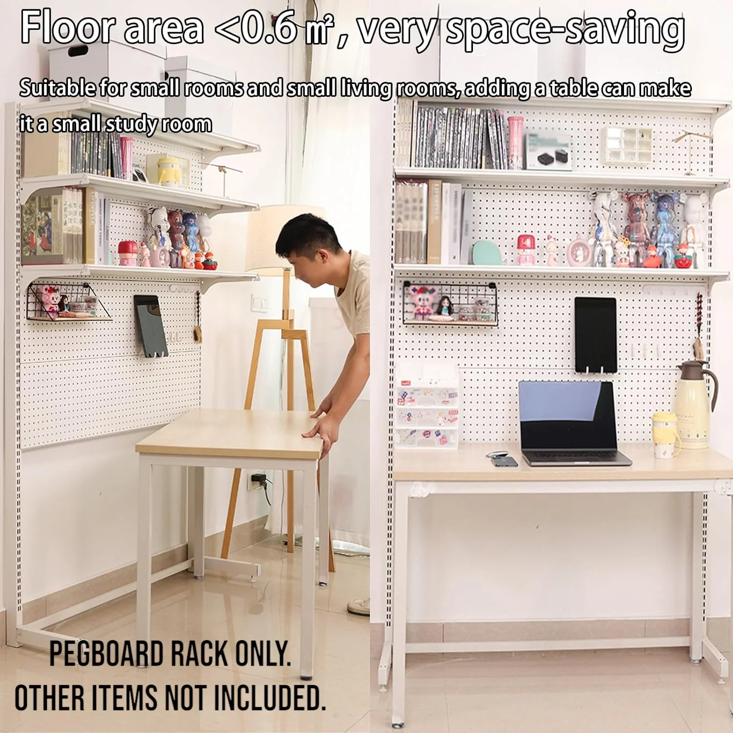 DS BS 3-Tier Metal Pegboard Display Rack with Shelves - Image 8