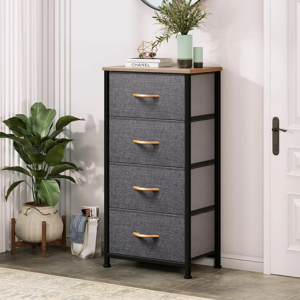 DS BS 4 Drawers Steel Frame Fabric Storage Chest-Dark Gray - Image 5