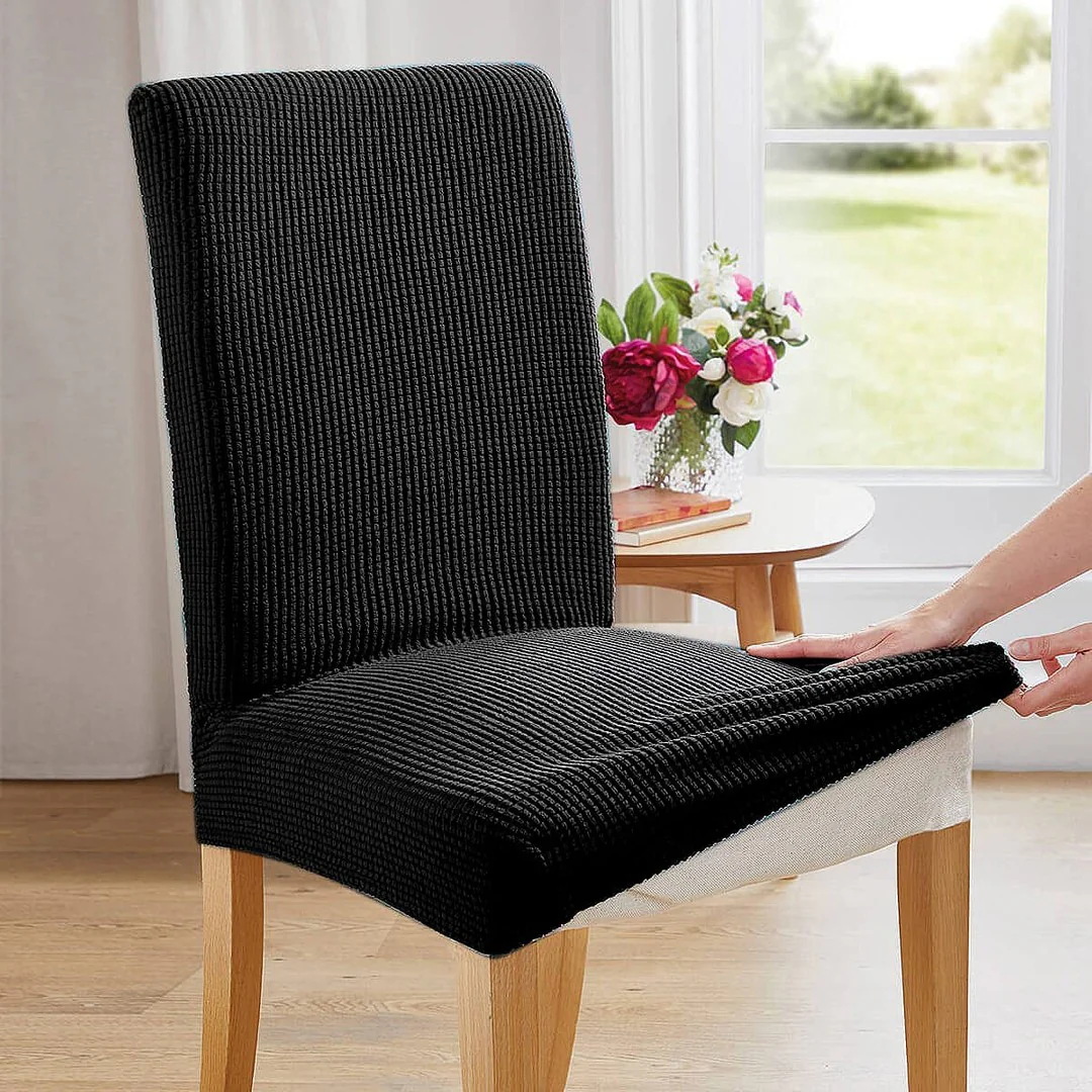DS BS 4 Pack High Stretch Seat Chair Slipcover - Black - Image 2