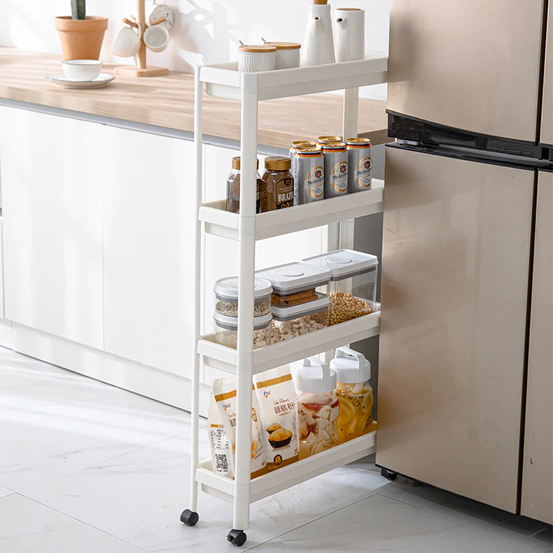 DS BS 4 Tier Narrow Slide-Out Trolley Rack Shelf Organizer - Image 5