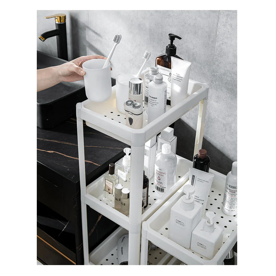 DS BS 4 Tier Wide Slide-Out Trolley Rack Shelf Organizer - Image 2
