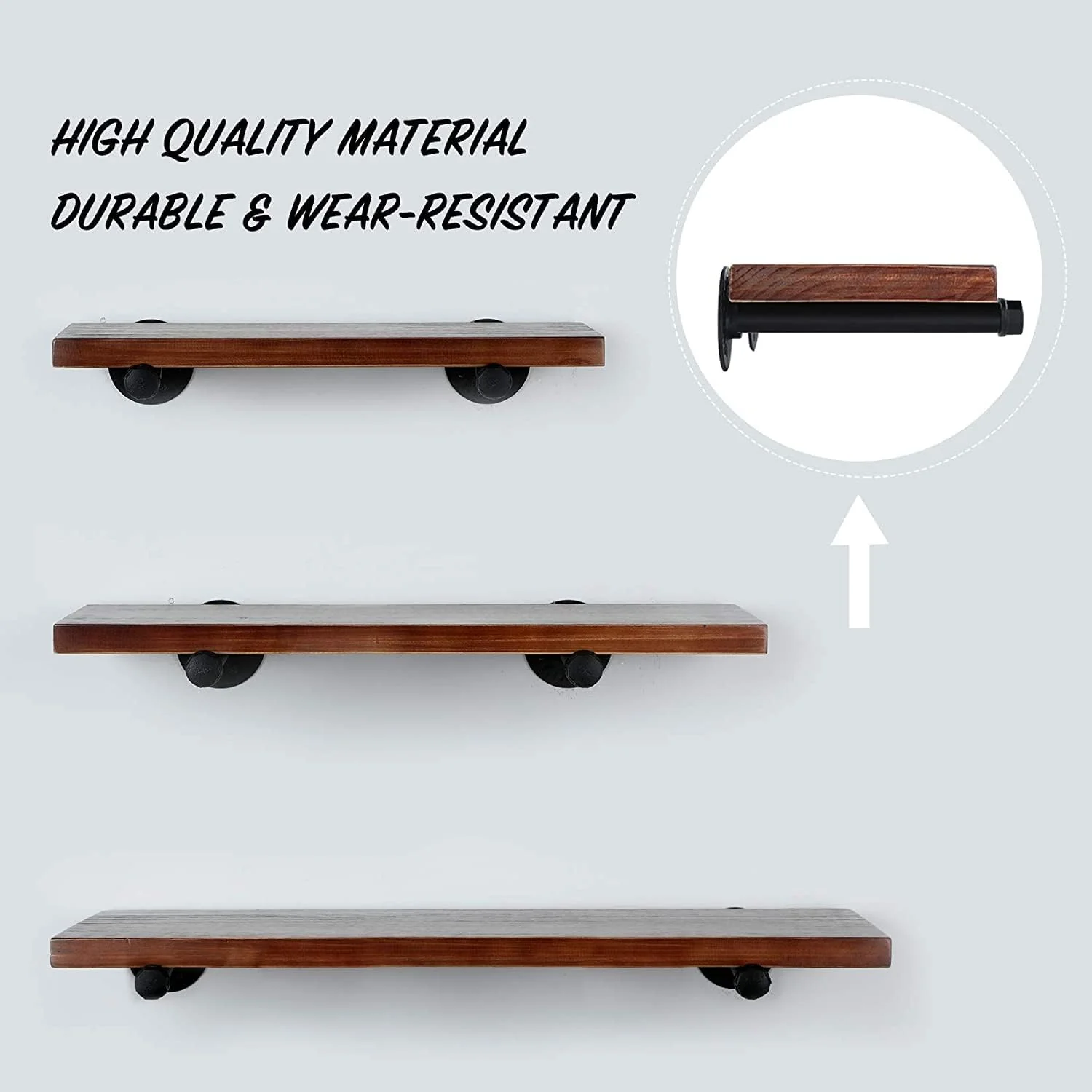 DS BS 4pack Industrial Iron Pipe DIY Floating Shelf Bracket-30CM - Image 3